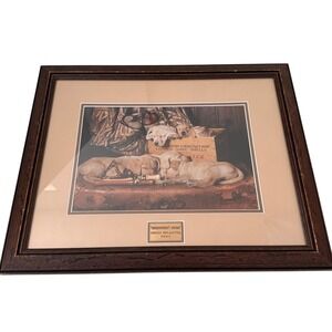 Vintage 2002 Ducks Unlimited Waterfowlers Dream Framed Art Print Lab Puppies